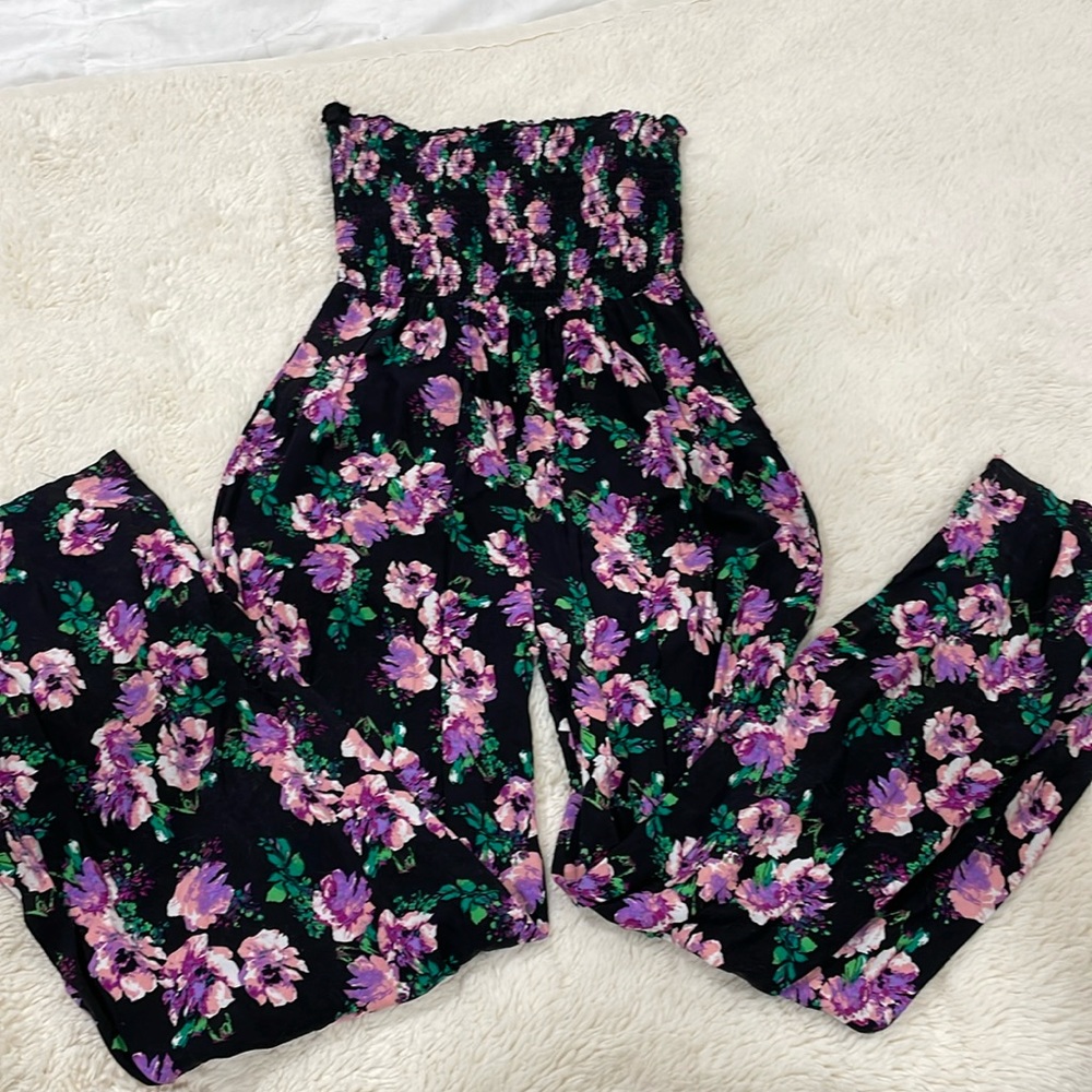 Black tube, top pants, jumper, floral, size small
